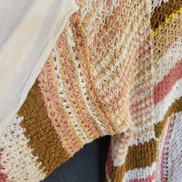 Free People Size M Bayside Chunky Cotton Knit Neutral Tunic/Pullover - Picture 3 of 8